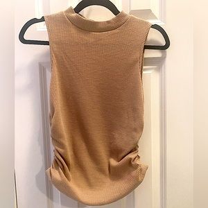 Beige Waffle Knit Muscle-Tank w/ Semi-Adjustable Cinched Sides | SHEIN Size L